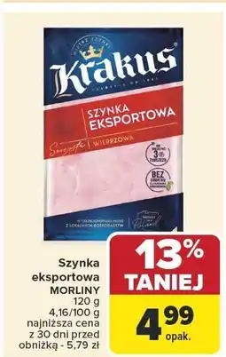 Carrefour Market Szynka eksportowa morliny 120g Krakus oferta
