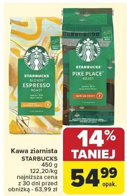 Carrefour Market Kawa ziarnista STARBUCKS Blonde Espresso 450g oferta