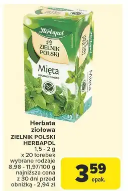 Carrefour Market Herbata ziołowa ZIELNIK POLSKI HERBAPOL Mięta 1,5 - 2 g x 20 torebek oferta