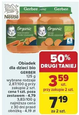 Carrefour Market Obiadek dla dzieci bio marchewka 125g Gerber oferta