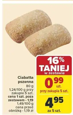 Carrefour Chleb ciabatta pszenna 80g Carrefour oferta