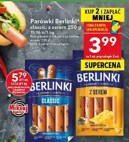 Lewiatan Parówki Berlinki classic z serem 250g oferta