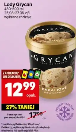 Delikatesy Centrum Lody Grycan 480-500ml oferta