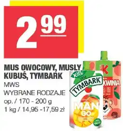 Spar Mus owocowy, musly kubuś, tymbark 170-200 g MWS oferta