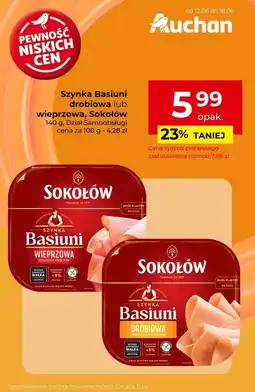 Auchan Szynka drobiowa Basiuni Sokołów 140g oferta