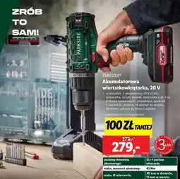 Lidl PARKSIDE Akumulatorowa wiertarko-wkrętarka, 20 V oferta