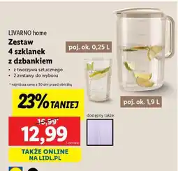 Lidl LIVARNO home Zestaw 4 szklanek z dzbankiem oferta
