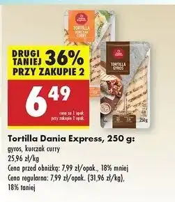 Biedronka Tortilla kurczak curry Danie Express oferta