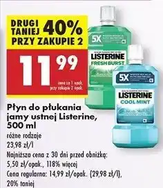 Biedronka Płyn do płukania ust łagodny smak Listerine Cool Mint oferta