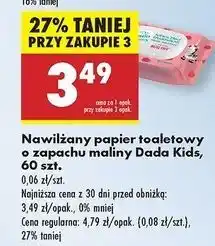 Biedronka Papier toaletowy nawilżany malina Dada oferta