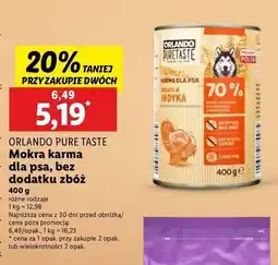 Lidl Karma dla psów pure taste z indykiem Orlando oferta