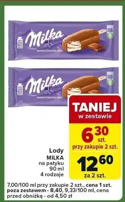 Carrefour Express Lody Milka na patyku 90 ml, wybrane rodzaje oferta