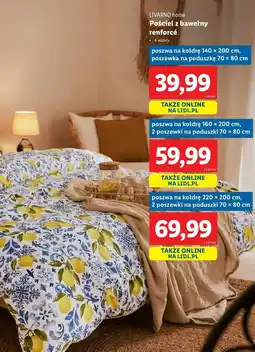 Lidl Komplet pościeli z bawełną renforce 220 x 200 cm + 2 70 80 Livarno Home oferta