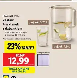 Lidl Dzbanek 1.9 l + 4 szklanki 250 ml Livarno Home oferta