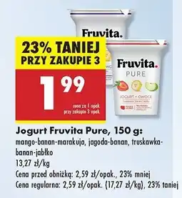 Biedronka Jogurt truskawka-banan-jabłko Fruvita pure Fruvitaland oferta