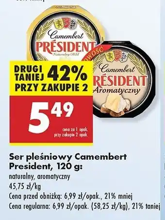 Biedronka Ser pleśniowy camembert naturalny President oferta