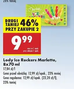 Biedronka Lód waniliowy w polewie kiwi x2 + mango-marakuja x2 + truskawka x2 + wiśnia x2 Marletto oferta