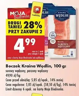 Biedronka Boczek surowy wędzony Kraina wędlin oferta