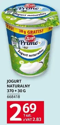 Selgros Jogurt naturalny 370g + 30g Zott oferta