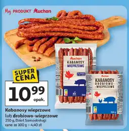 Auchan Kabanosy wieprzowe lub drobiowo-wieprzowe Auchan oferta