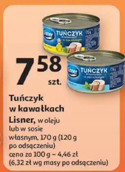Auchan Tuńczyk w kawałkach w oleju lub w sosie własnym Lisner oferta