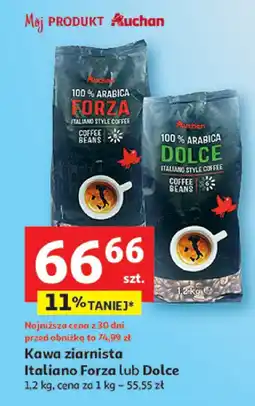 Auchan Kawa ziarnista Italiano Forza lub Dolce Auchan oferta