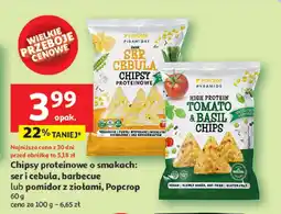 Auchan Chipsy proteinowe ser cheddar/barbecue/pomidor z ziołami Popcrop oferta