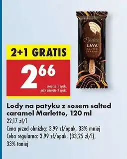 Biedronka Lody na patyku z sosem salted caramel Marletto, 120 ml oferta