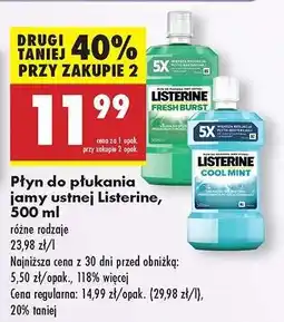 Biedronka Płyn do płukania jamy ustnej Listerine 500 ml oferta