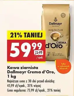 Biedronka Kawa ziarnista Dallmayr Crema d'Oro , 1 kg oferta