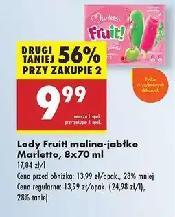 Biedronka Lody Fruit! malina-jabłko Marletto, 8x70 ml oferta