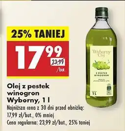 Biedronka Olej z pestek winogron Wyborny, 1 l oferta