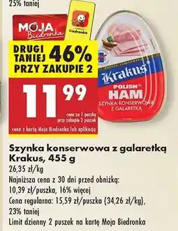 Biedronka Szynka konserwowa z galaretką Krakus 455 g oferta