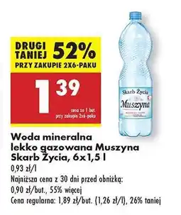 Biedronka Woda mineralna lekko gazowana Muszyna Skarb Życia, 6x1,5 l oferta