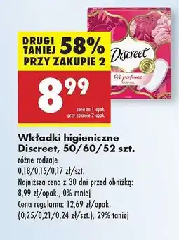 Biedronka Wkładki higieniczne Discreet 50/60/52 szt oferta