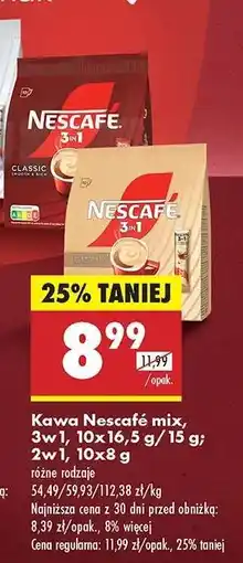 Biedronka Kawa Nescafé mix, 3w1, 10x16,5 g/15 g 2w1, 10x8 g oferta