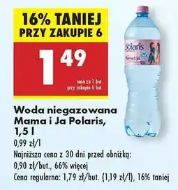 Biedronka Woda niegazowana Mama i Ja Polaris, 1,5 l oferta