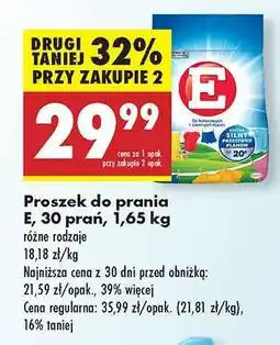 Biedronka Proszek do prania E, 30 prań, 1,65 kg oferta