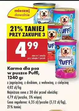 Biedronka Karma dla psa w puszce Puffi, 1240 g oferta