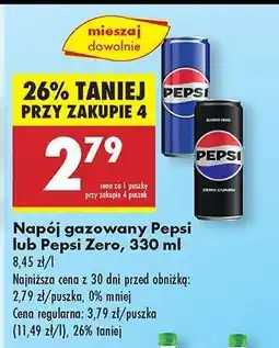 Biedronka Napój gazowany Pepsi lub Pepsi Zero, 330 ml oferta
