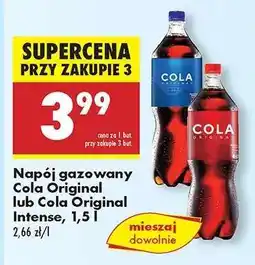 Biedronka Napój gazowany Cola Original lub Cola Original Intense, 1,5 l oferta