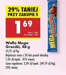 Biedronka WAFLE MEGA GRZEŚKI, 48 G oferta