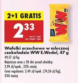 Biedronka Wafelki orzechowe w mlecznej czekoladzie Ww E.Wedel , 47 g oferta