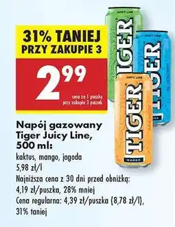 Biedronka Napój gazowany Tiger Juicy Line, 500 ml oferta