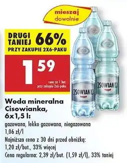 Biedronka Woda mineralna Cisowianka, 6x1,5 l oferta