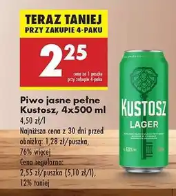 Piwo jasne pełne Kustosz, 4x500 ml