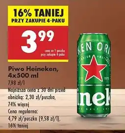 Biedronka Piwo Heineken 4x500 ml oferta