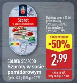 ALDI GOLDEN SEAFOOD Szproty w sosie pomidorowym oferta