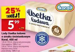 Twój Market Lody Oselka lodowa o smaku śmietankowym Koral, 400 ml oferta