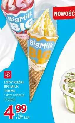 Selgros Lody rożki Big Milk dwa rodzaje oferta